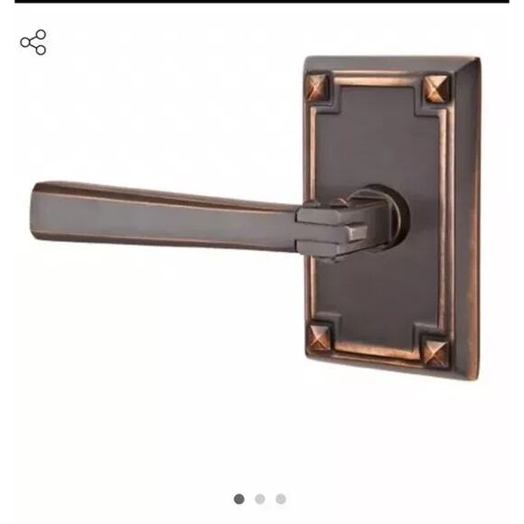 EMTEK Arts Crafts Rectangular Rosette Lever LH Oil Rubbed Bronze 3 avail - Picture 1 of 7